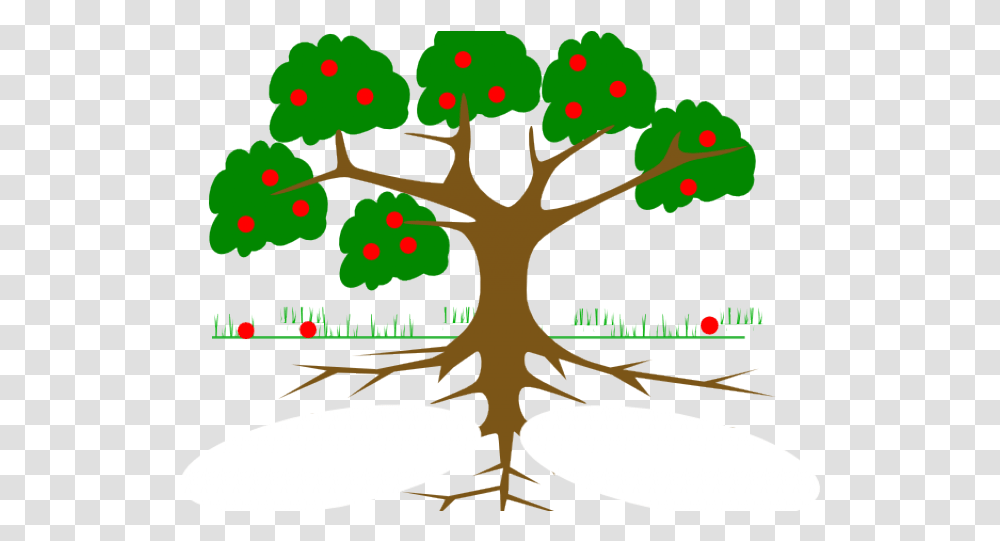 Roots Clipart Rooted Tree Tree With Roots Cartoon, Plant, Oak, Leaf, Tree Trunk Transparent Png