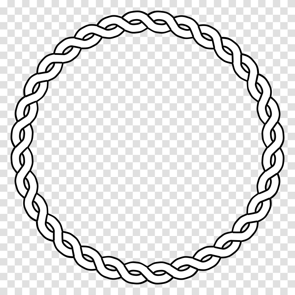 Rope Border Circle Black White Line Art Coloring, Oval, Chain, Bracelet, Jewelry Transparent Png