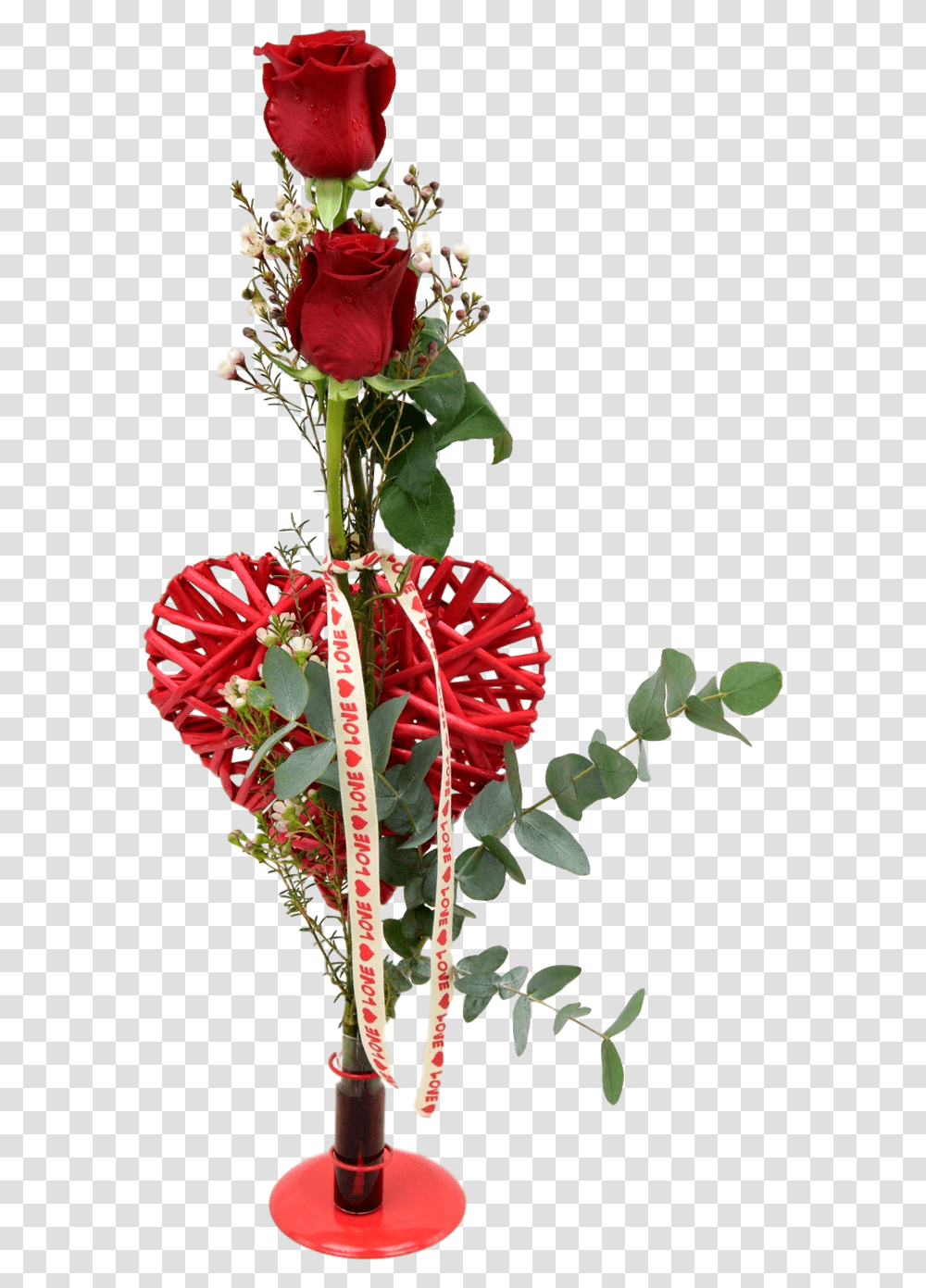 Rosas Rojas En Base De Corazn Mimbre Lovely, Plant, Rose, Flower, Blossom Transparent Png