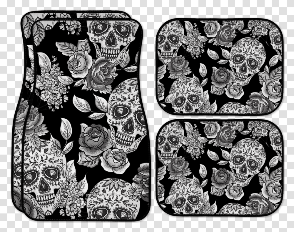 Rose Amp Diamond Skull Pattern Car Vehicle Floor Mats Sugar Skull Full Pattern, Doodle, Drawing, Paisley Transparent Png