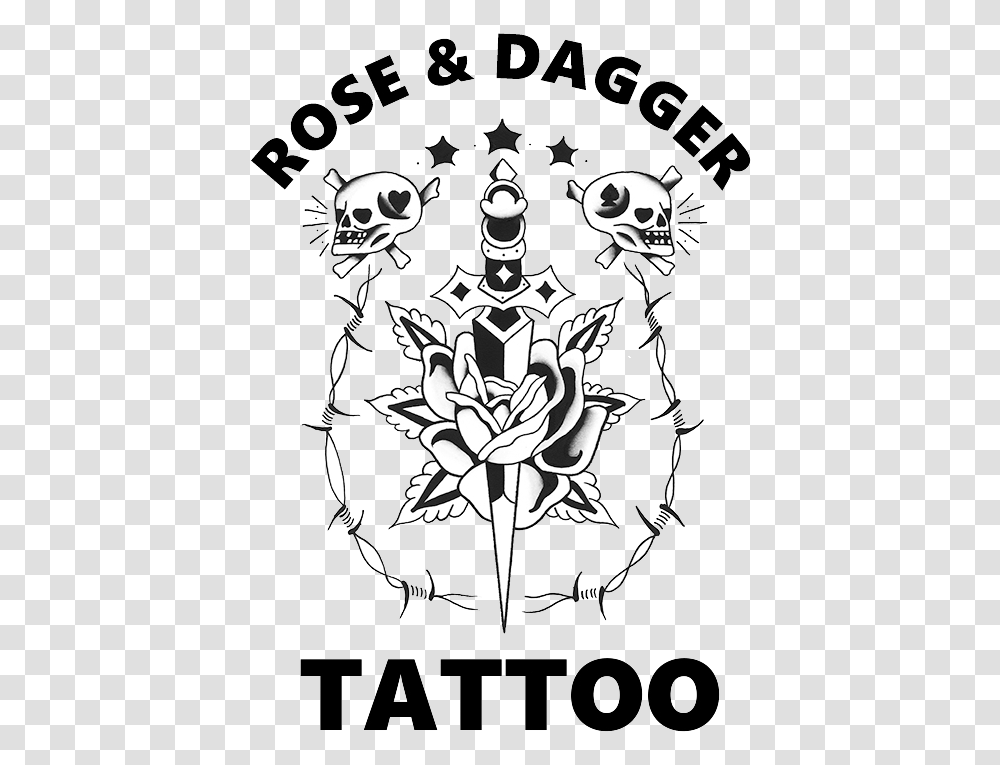 Rose And Dagger Tattoo Pdx, Emblem, Poster, Advertisement Transparent Png