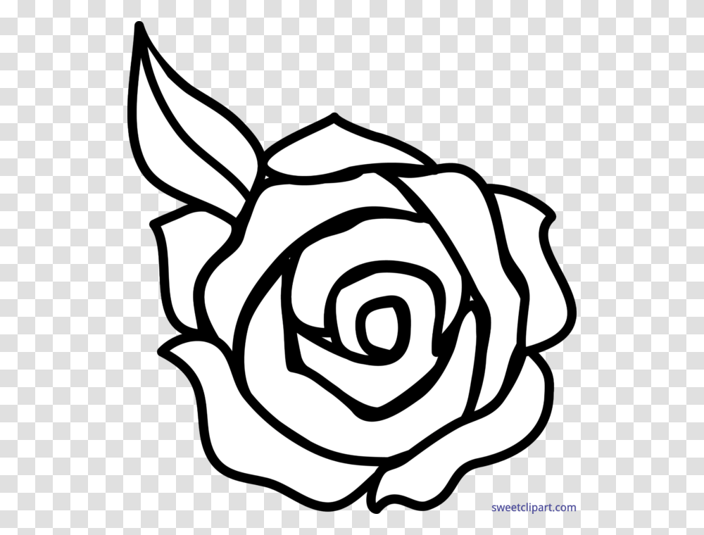 Rose Black And White Lineart Clip Art, Flower, Plant, Blossom, Stencil Transparent Png