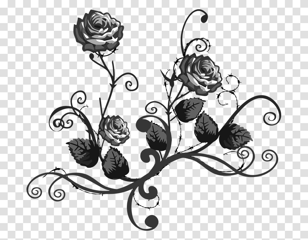 Rose Black White Clipart Black And White Flower, Floral Design, Pattern, Person Transparent Png