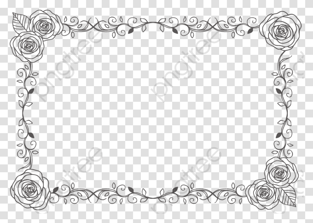 Rose Border Frame Pattern Narisovannie Rozi Na Prozrachnom Fone, Lace, Floral Design Transparent Png