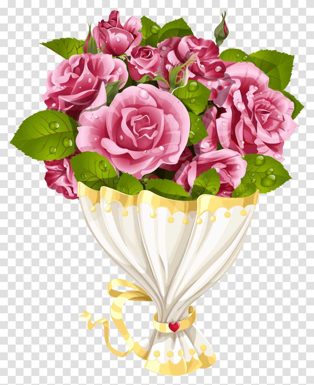 Rose Bouquet With Heart Clip Art Image Background Bouquet Clipart Transparent Png