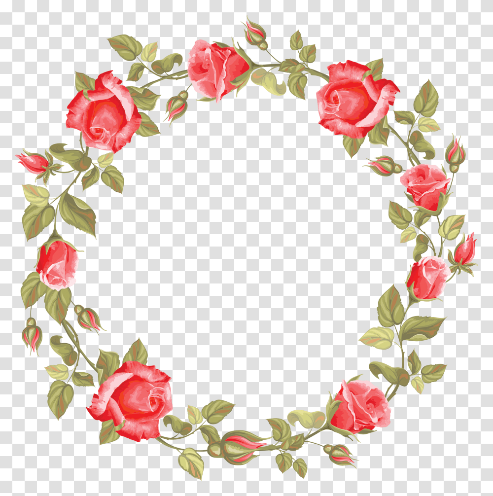 Rose Circle Frame, Floral Design, Pattern Transparent Png
