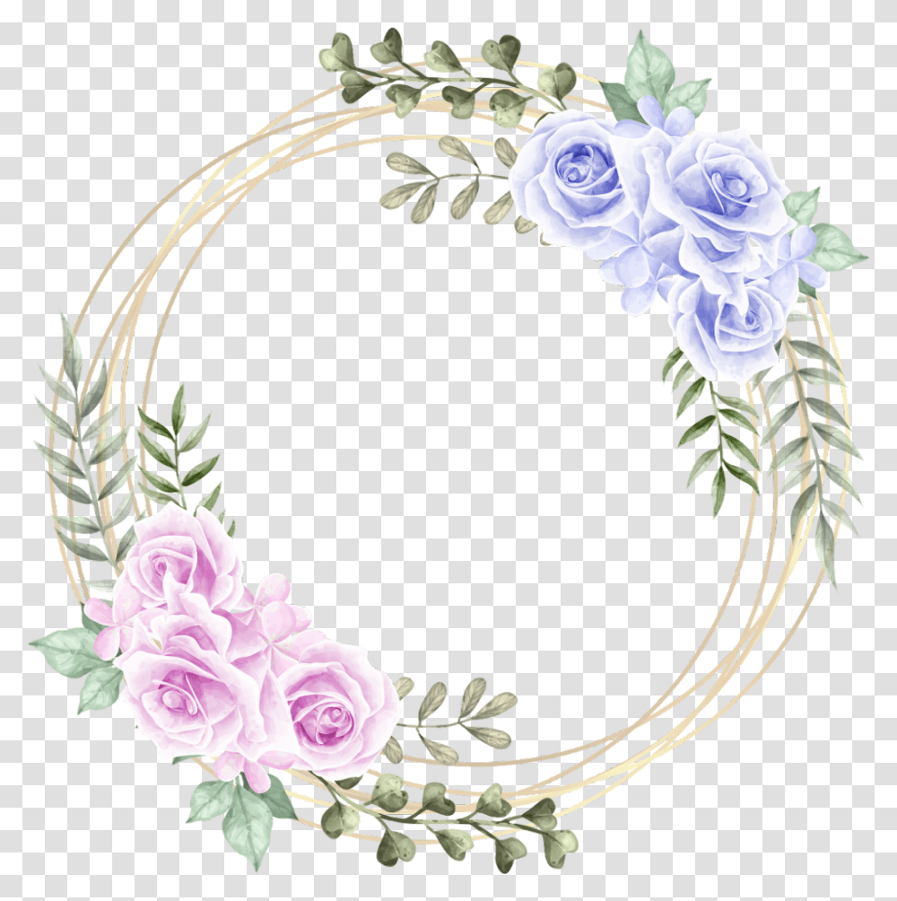 Rose Circle Wreath Geometric Glitter Floral Watercolor Garden Roses, Floral Design, Pattern Transparent Png