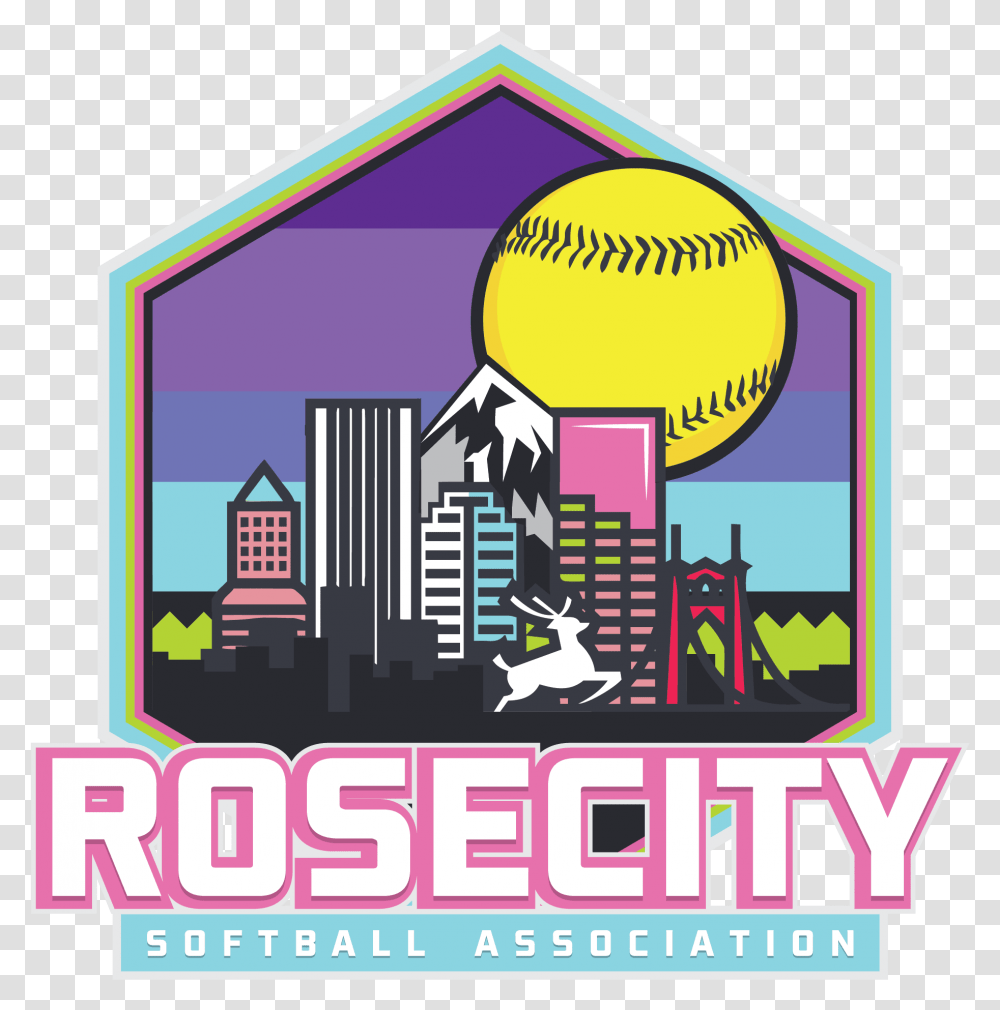 Rose City Softball Association Logo Graphic Design, Advertisement, Poster, Flyer, Paper Transparent Png