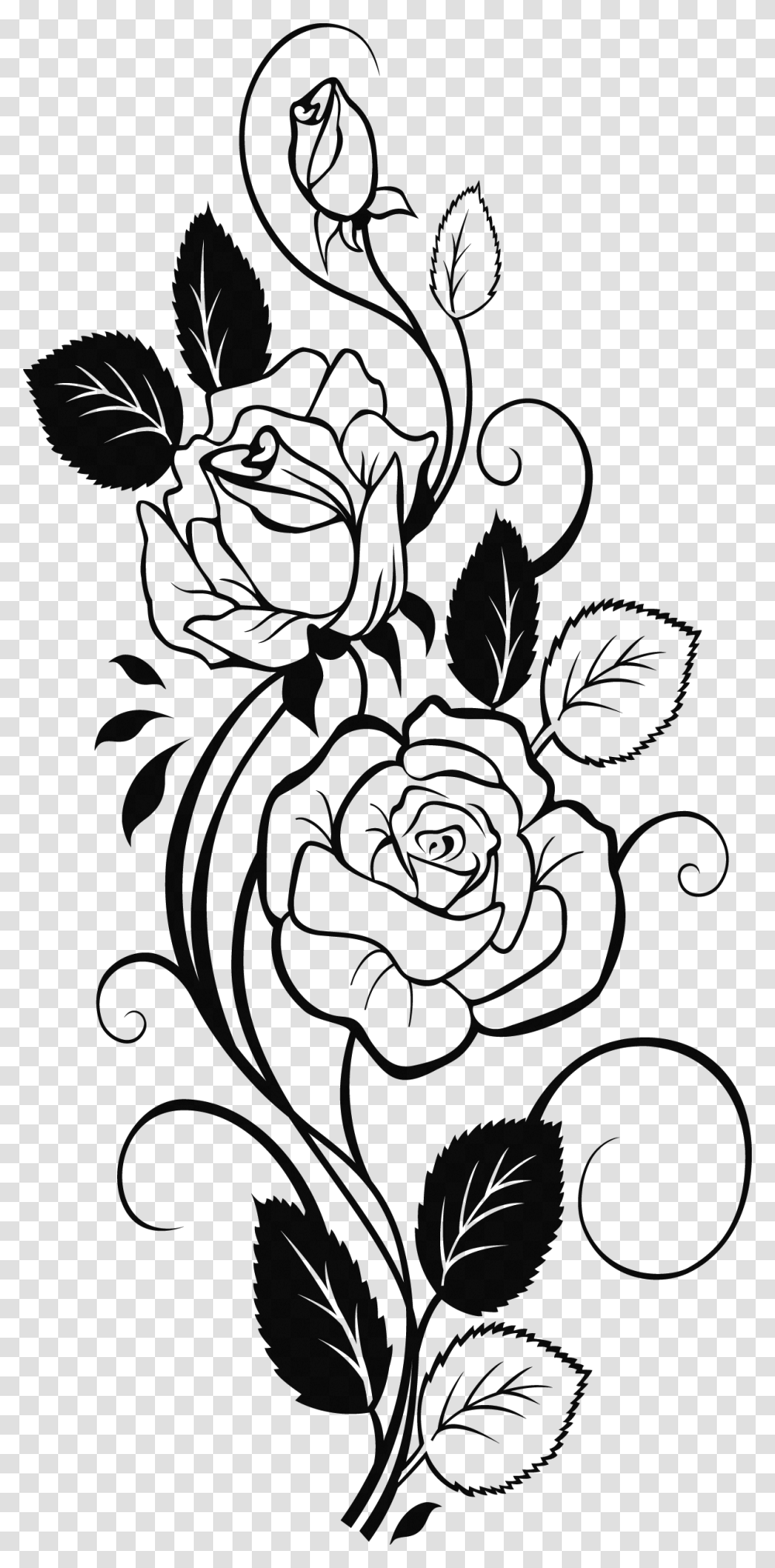 Rose Clipart Black And White Rose With Vines Drawing, Gray, World Of Warcraft, Halo Transparent Png