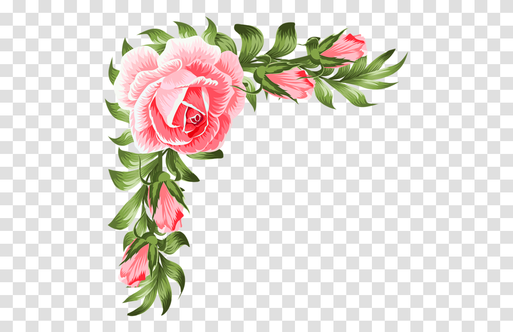 Rose Corner Decoration Clip Art Frame Corner Flower Roses, Plant, Blossom, Carnation, Peony Transparent Png