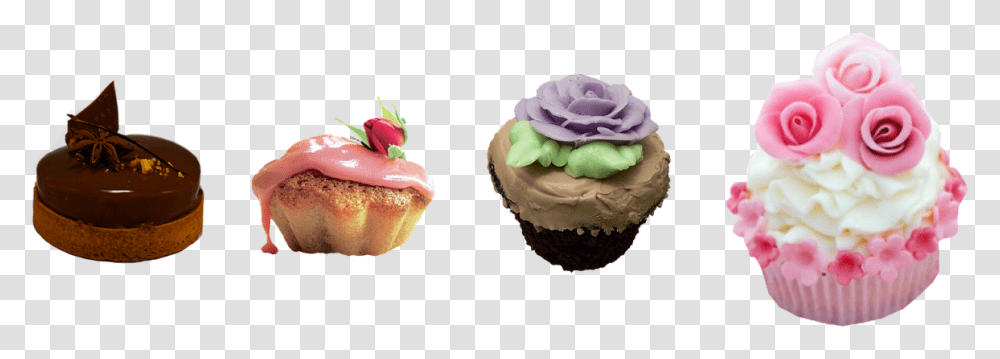 Rose Cupcakes, Cream, Dessert, Food, Creme Transparent Png