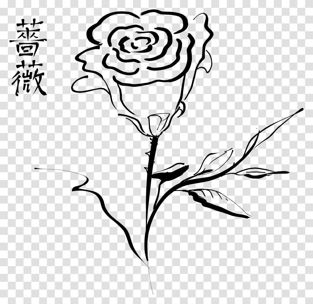 Rose Drawing Clip Art Calligraphic Lines In Art, Gray, World Of Warcraft Transparent Png