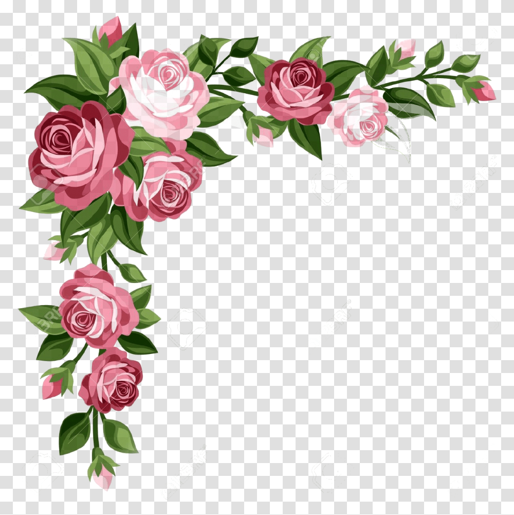 Rose Flower Border Design, Floral Design, Pattern Transparent Png