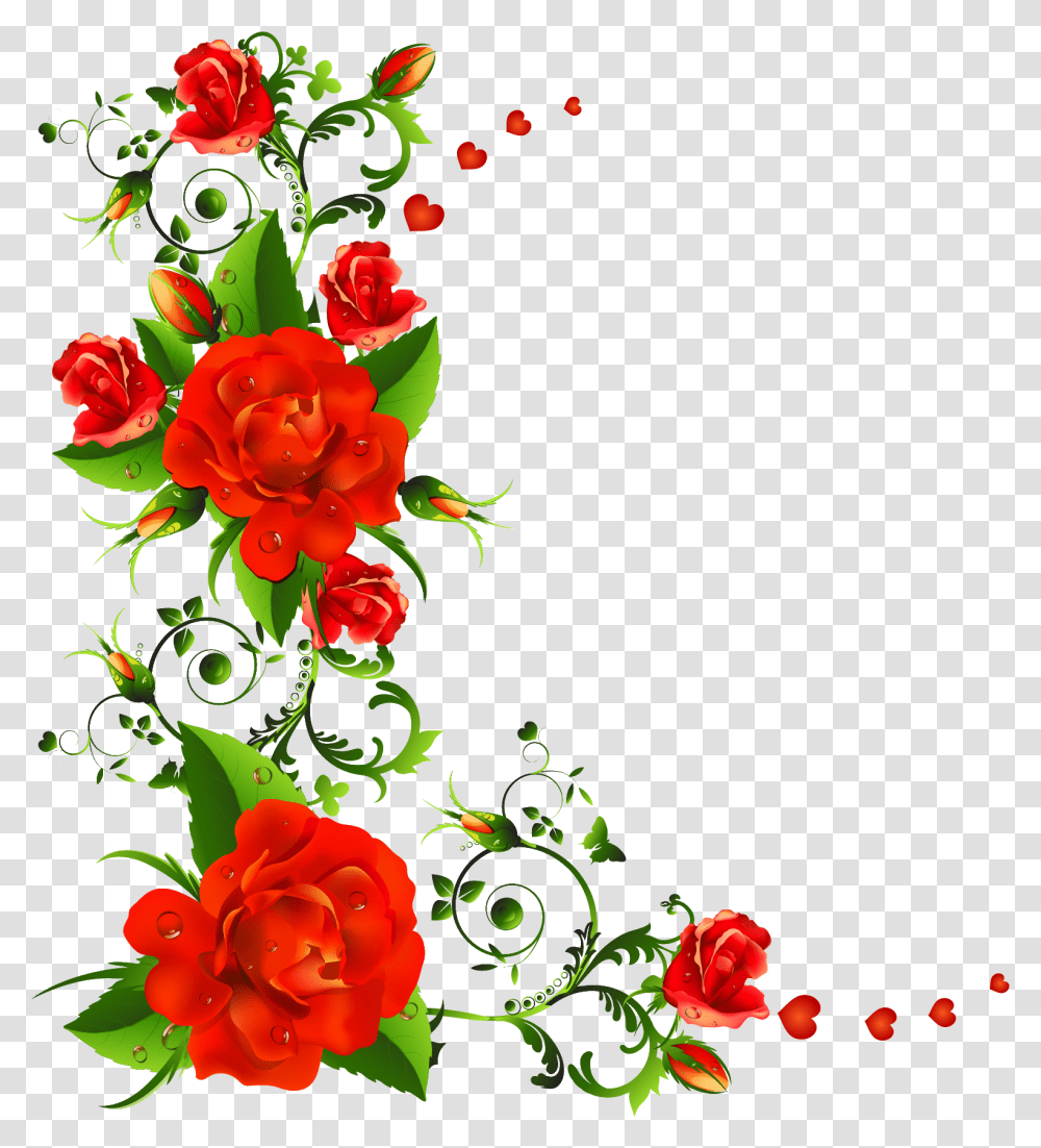 Rose Flower Border Free Download Rose Flower Border, Graphics, Art, Floral Design Transparent Png