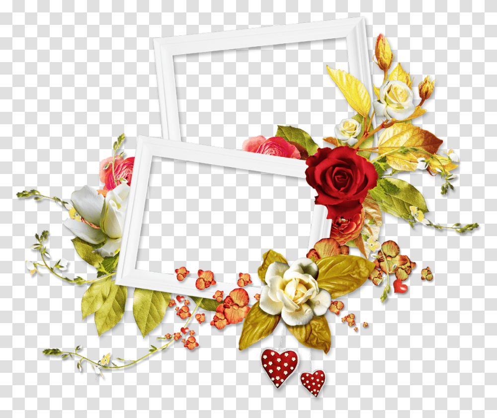 Rose Flower Frame Two Flower Frame, Plant, Blossom, Flower Arrangement, Flower Bouquet Transparent Png