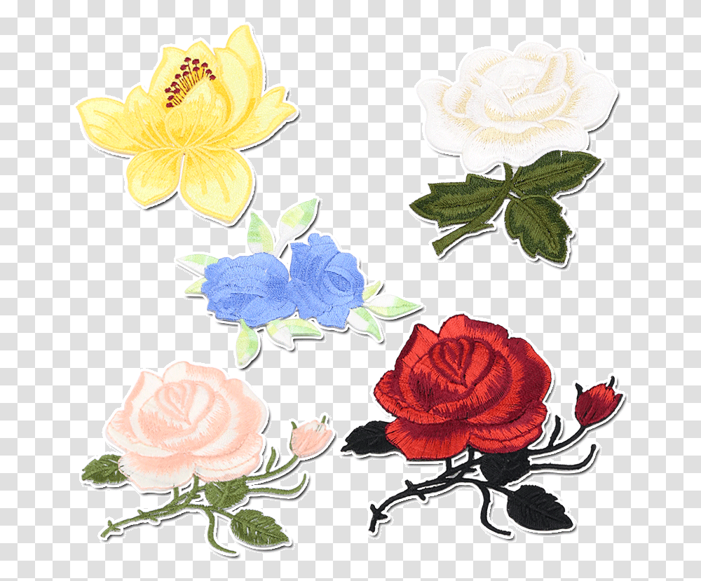 Rose Flowers Embroidered Cloth Patch Stickers Fashion Appliqu, Floral Design, Pattern Transparent Png
