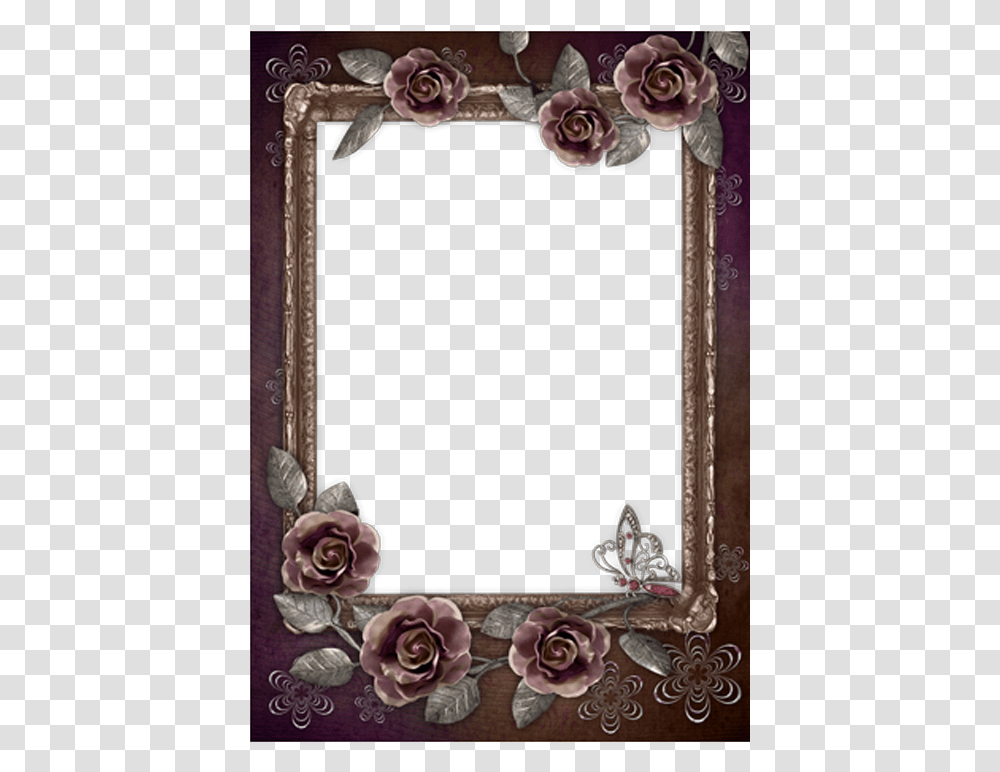 Rose Frame Flower Black Film Free Hq Frame Clipart Portrait Borders, Mirror, Architecture, Building, Furniture Transparent Png