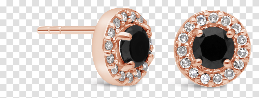 Rose Gold Black Diamond Halo Earrings Earrings, Gemstone, Jewelry, Accessories Transparent Png