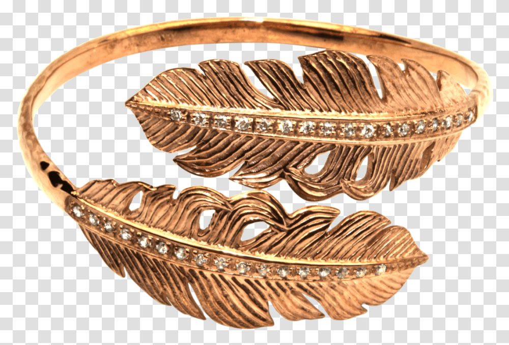 Rose Gold Feather Arm Cuff Bangle, Jewelry, Accessories, Accessory, Bronze Transparent Png