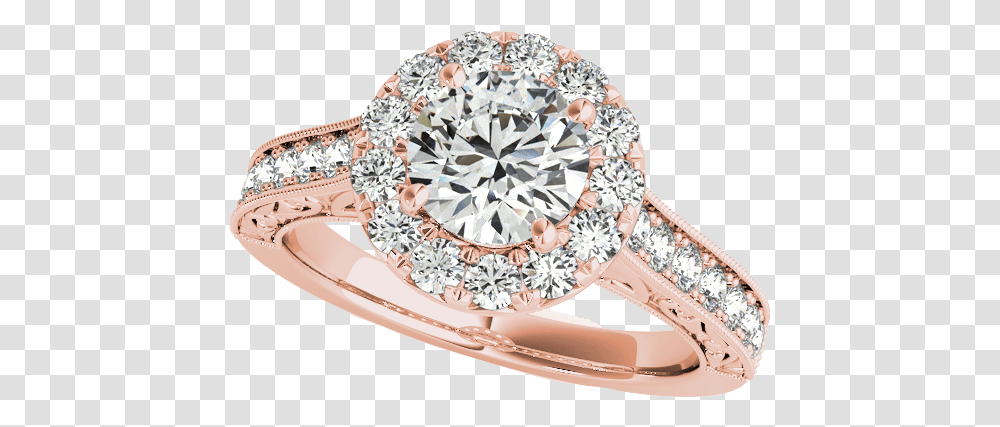 Rose Gold Halo Engagement Rings, Accessories, Accessory, Jewelry, Diamond Transparent Png