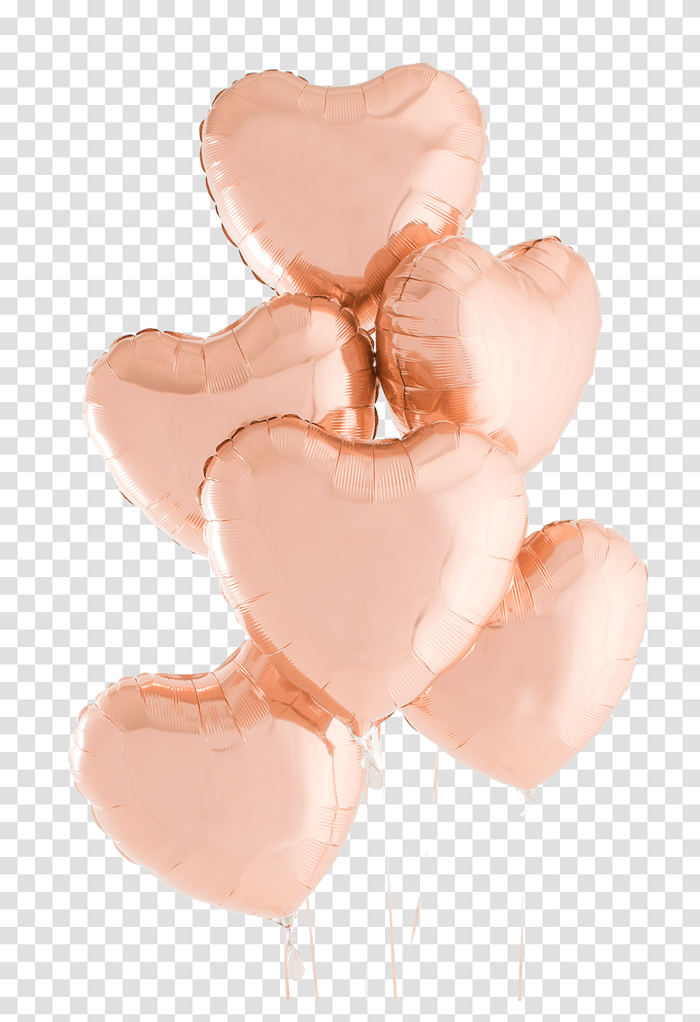 Rose Gold Hearts Half Dozen Helium Filled Balloon Bouquet Illustration, Mouth, Lip, Person, Human Transparent Png