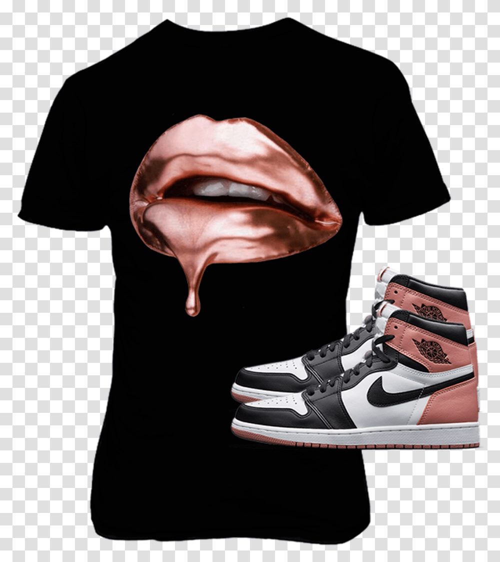 Rose Gold Jordan Shirt, Shoe, Footwear, Apparel Transparent Png