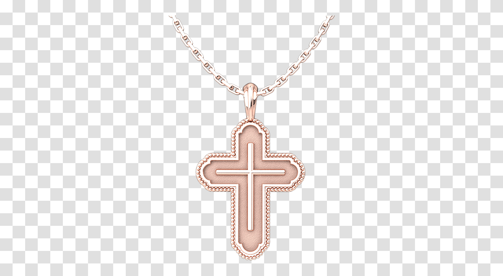 Rose Gold Plated Cross In Bead Edges Sterling Silver Pendant Christian Cross, Symbol, Necklace, Jewelry, Accessories Transparent Png