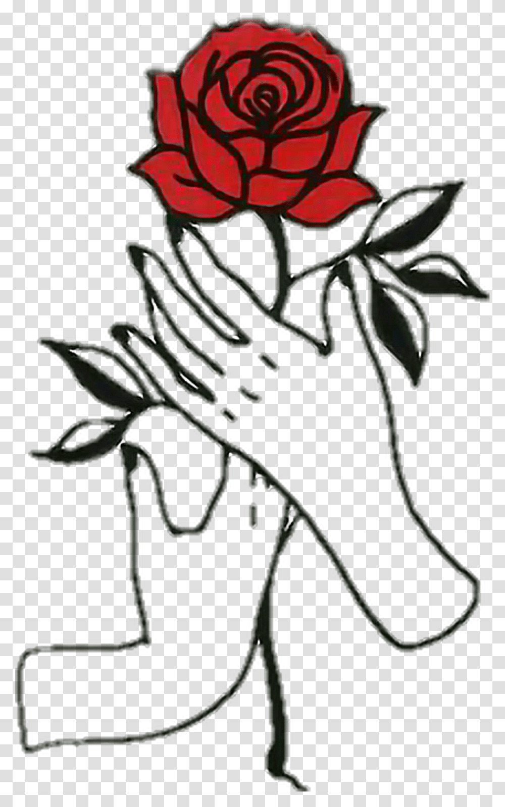 Rose Hands Aesthetic Tumblr Draw Easy Aesthetic Rose Drawing, Plant, Flower, Petal Transparent Png