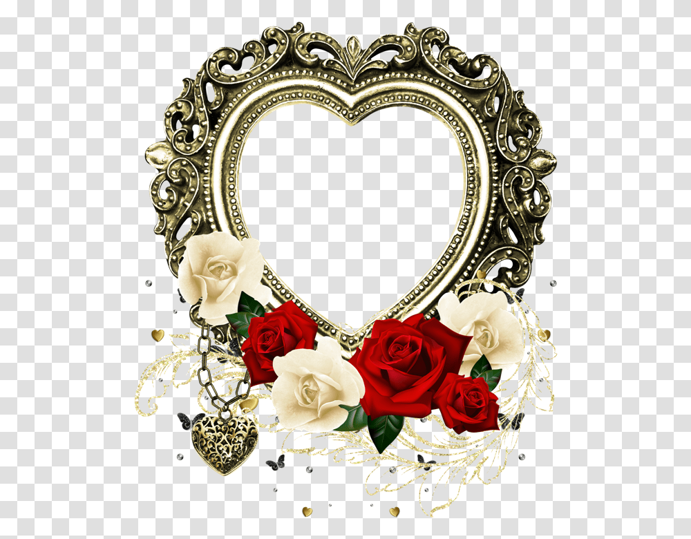 Rose Heart Shaped Frame, Floral Design, Pattern, Flower Transparent Png