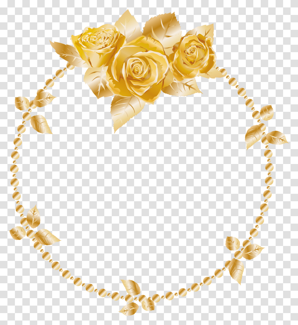Rose Oses Wreath Gold Header Border Frame Decor Decorat, Accessories, Accessory, Jewelry, Necklace Transparent Png