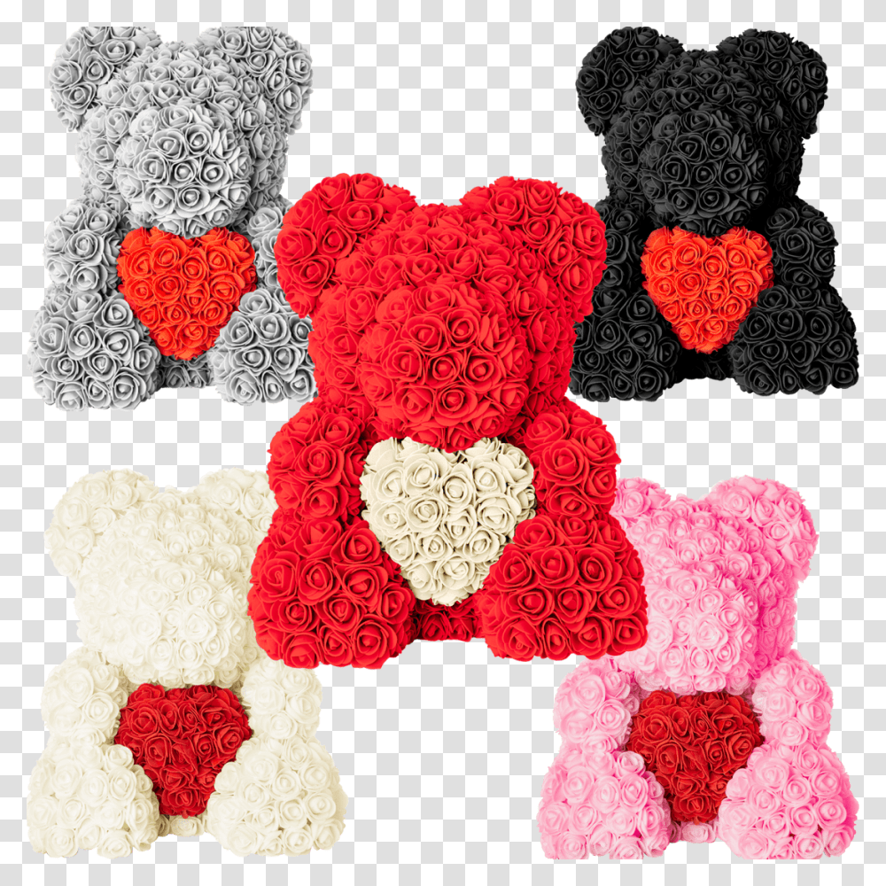 Rose Petal Teddy Bear Bear Made Of Roses, Wedding Cake, Dessert, Food, Plush Transparent Png