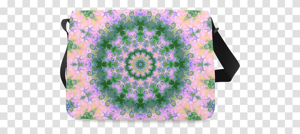 Rose Pink Green Explosion Of Flowers Mandala Messenger Messenger Bag, Pattern, Floral Design Transparent Png