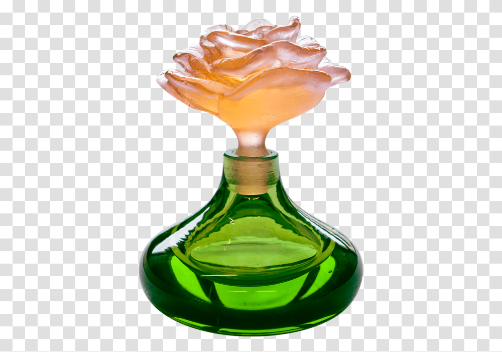 Rose Romance Perfume Bottle Small Green Daum Crystal Rose Perfume, Glass, Beverage, Drink, Fungus Transparent Png