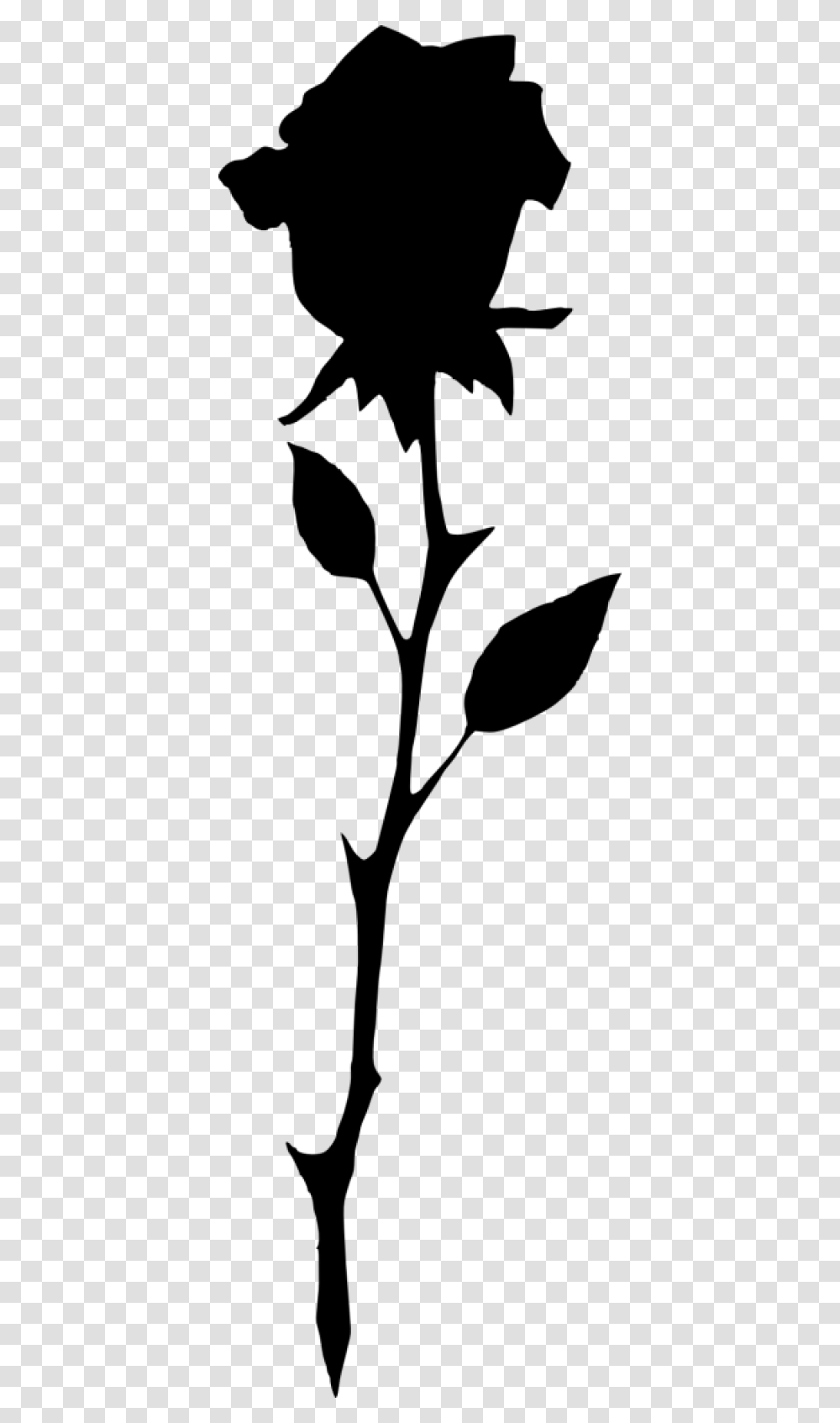 Rose Silhouette, Plant, Flower, Blossom, Leaf Transparent Png
