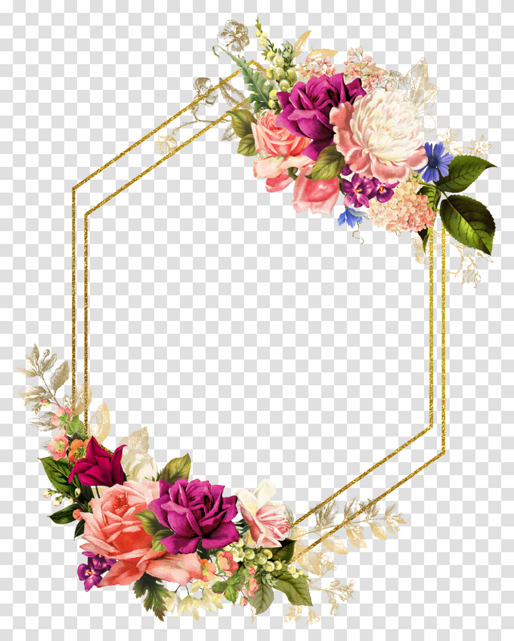 Rose Square Flower Floral Frame Butterfly Gold Floral Frame, Plant, Blossom, Floral Design, Pattern Transparent Png