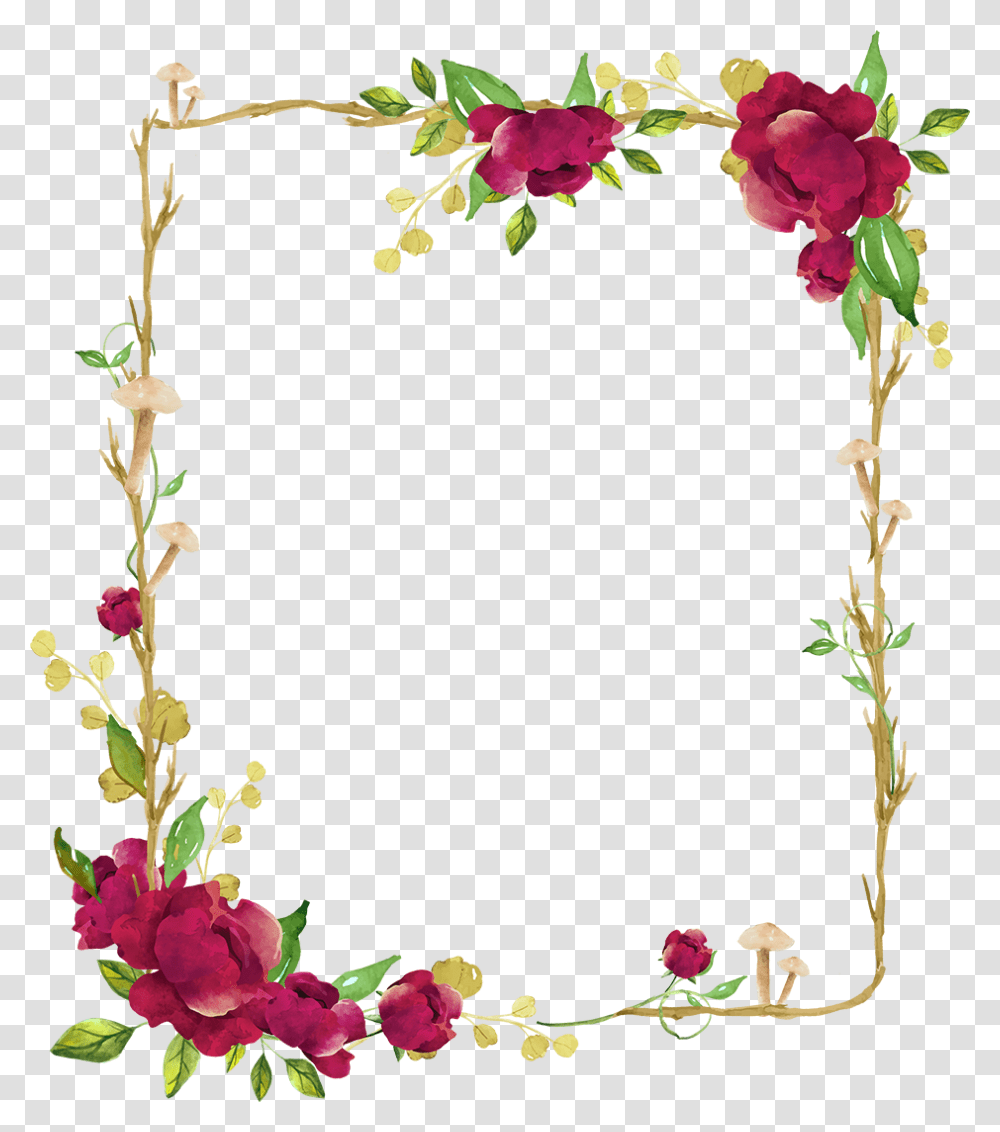 Rose Square Flower Floral Frame Gold Glitter Background Floral Frame, Floral Design, Pattern Transparent Png