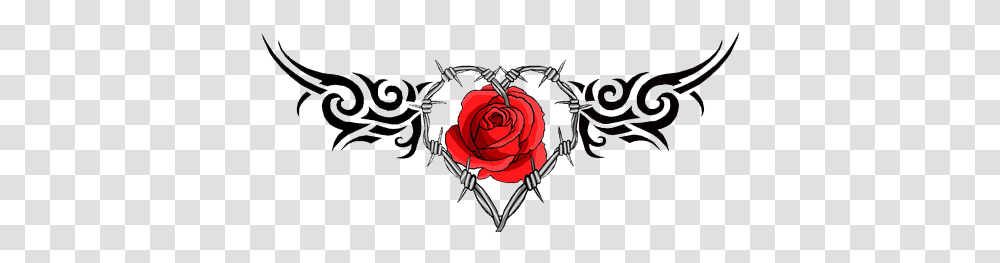 Rose Tattoo Free Images Only Barb Wire Heart Tattoo, Symbol, Emblem, Vehicle, Transportation Transparent Png