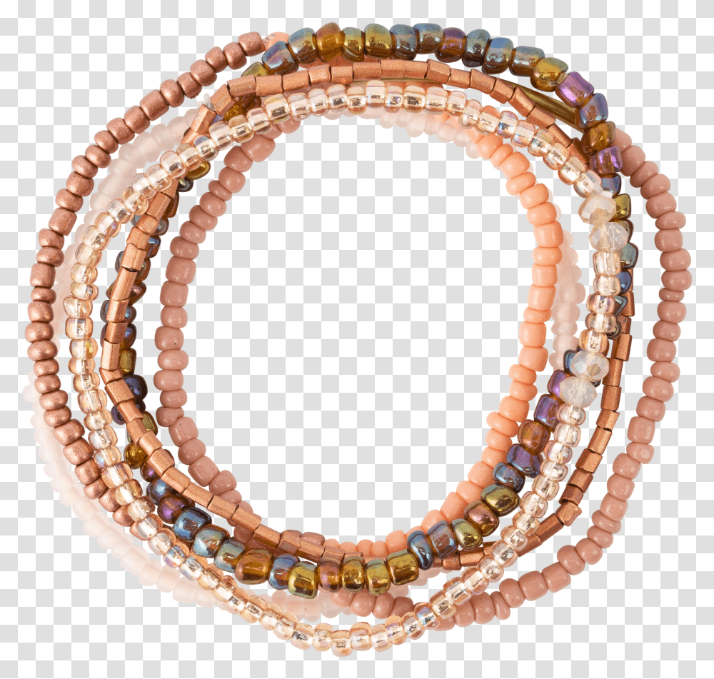 Rose Tones Seed Bead Stackable Bracelet Set Body Jewelry Transparent Png