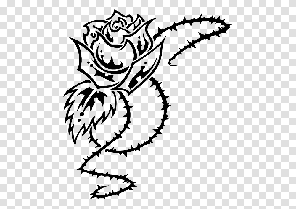 Rose Tribal, Dragon, Stencil Transparent Png