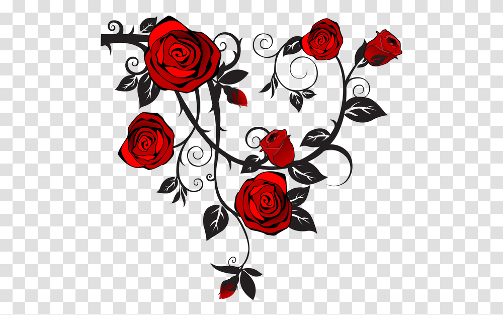 Rose Vine Border Red Flower Background, Graphics, Art, Floral Design, Pattern Transparent Png