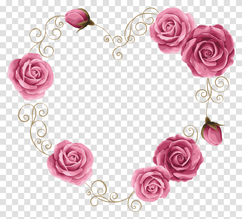 Rosen Gold Flower Heart Frame Background Wedding Invitation Love Flower, Floral Design, Pattern, Plant Transparent Png