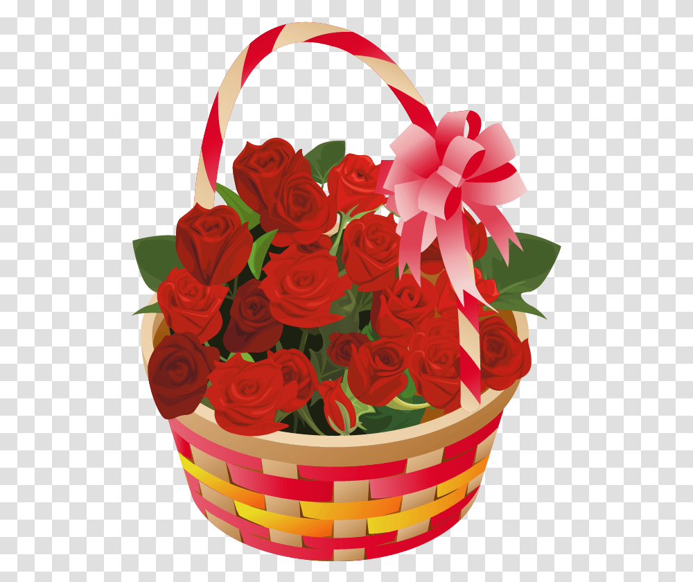 Roses Basket Clipart Valentines Day Basket, Plant, Flower, Blossom, Flower Bouquet Transparent Png