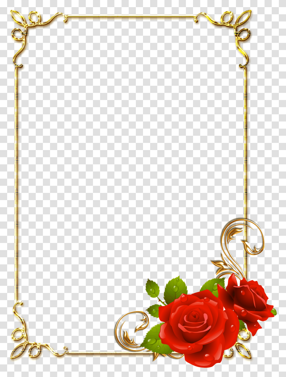 Roses Borders And Frames, Gold, Pendant Transparent Png