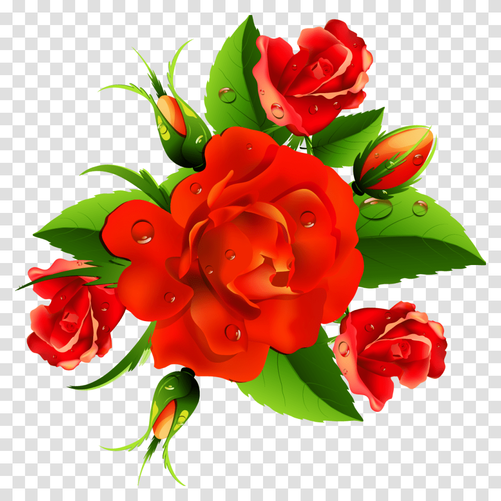 Roses Clipart Red And Green Rose, Floral Design, Pattern, Plant Transparent Png