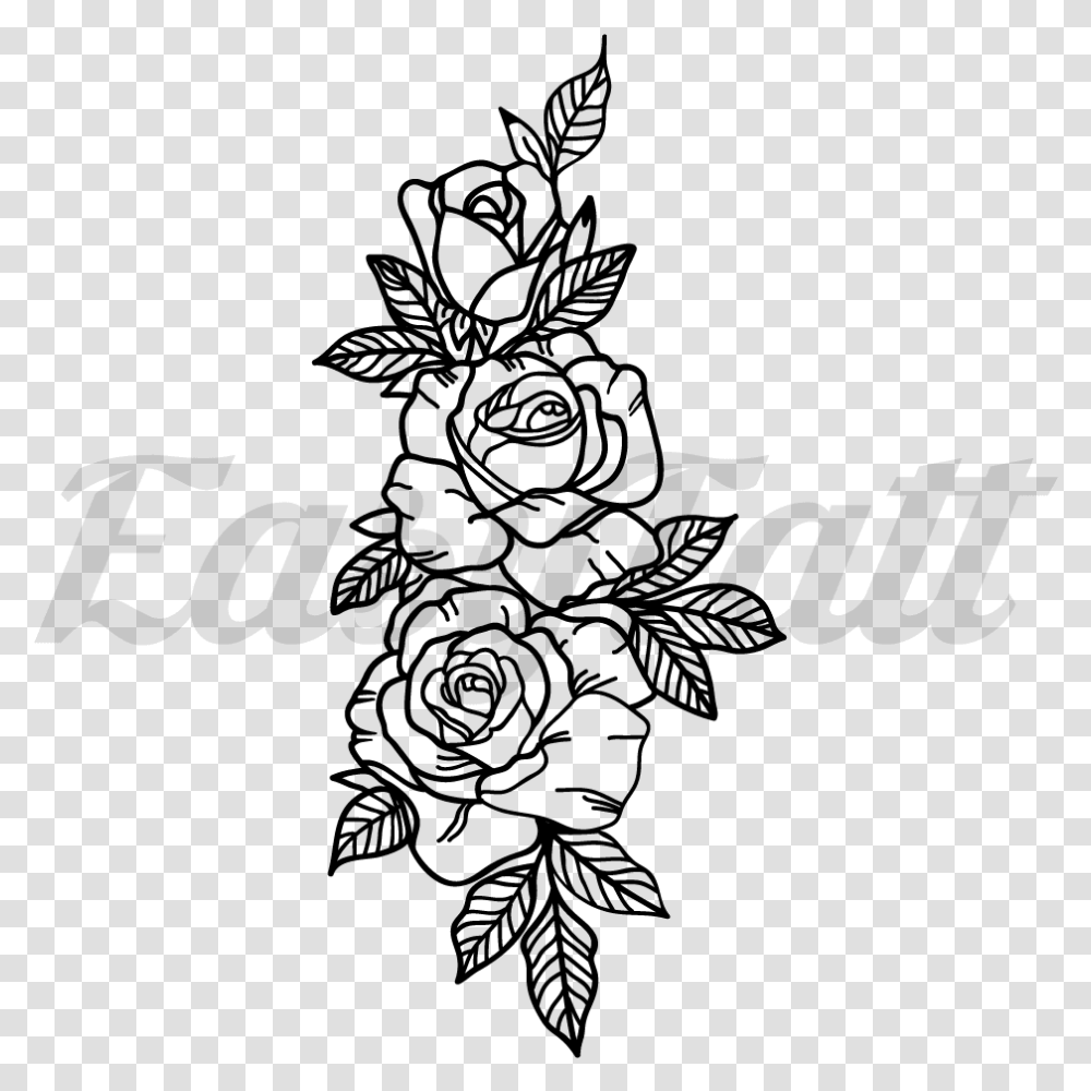 Roses Fake Tattoo 3 Roses Temporary Tattoo 3 Rose Tattoo Drawing, Gray, World Of Warcraft Transparent Png