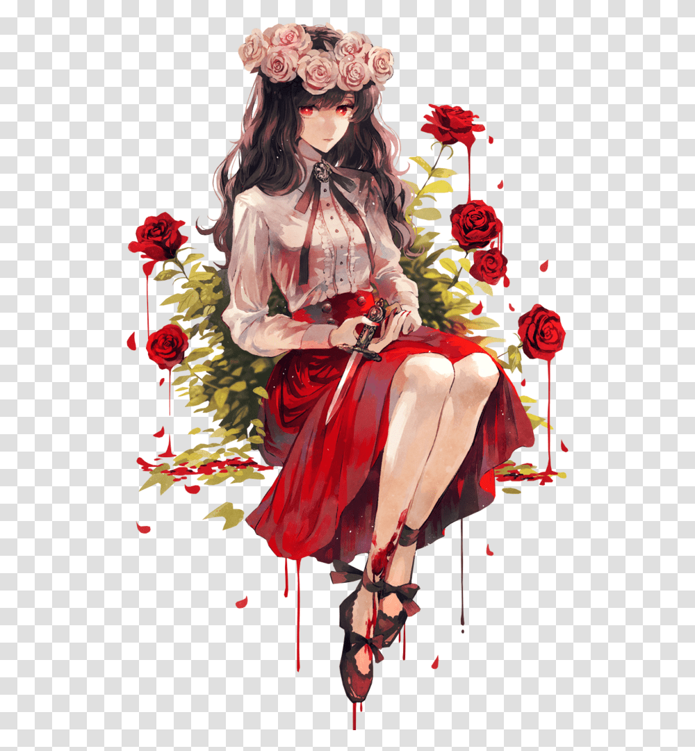 Roses Rose Flowers Blood Bloody Red Aesthetic, Person Transparent Png