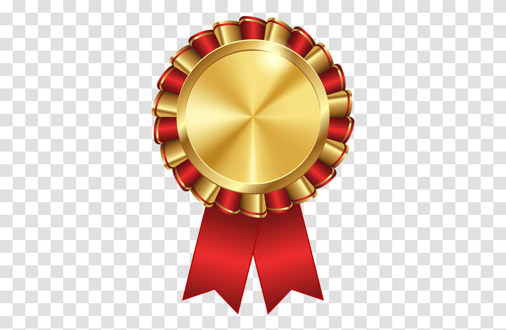 Rosette Ribbon Red Image Certificate Red Ribbon, Gold, Lamp, Trophy, Gold Medal Transparent Png