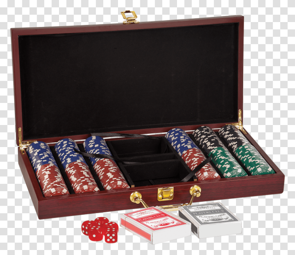 Rosewood Finish Poker Gift Set With 300 Chips 2 Decks, Couch, Furniture, Treasure, Leisure Activities Transparent Png