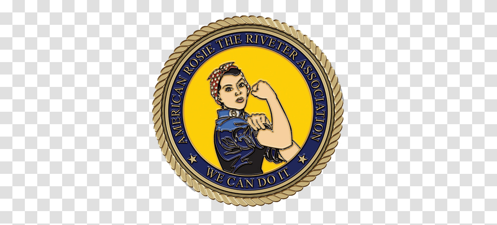 Rosie Riveter Color Circle Full Size Download Seekpng Rosie The Riveter Coin, Logo, Symbol, Trademark, Person Transparent Png