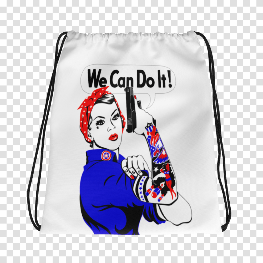 Rosie The Riveter Drawstring Bag Inked Armed, Label, Bib, Hand Transparent Png
